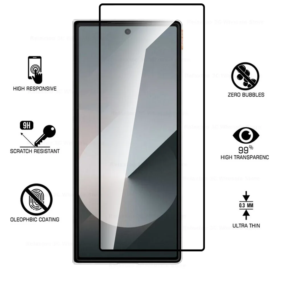 4-1PCS Black Edge Tempered Glass Case For Samsung Galaxy Z Fold 6 Screen Protector Protective Glass Film Samsun Z Fold6 ZFold 6