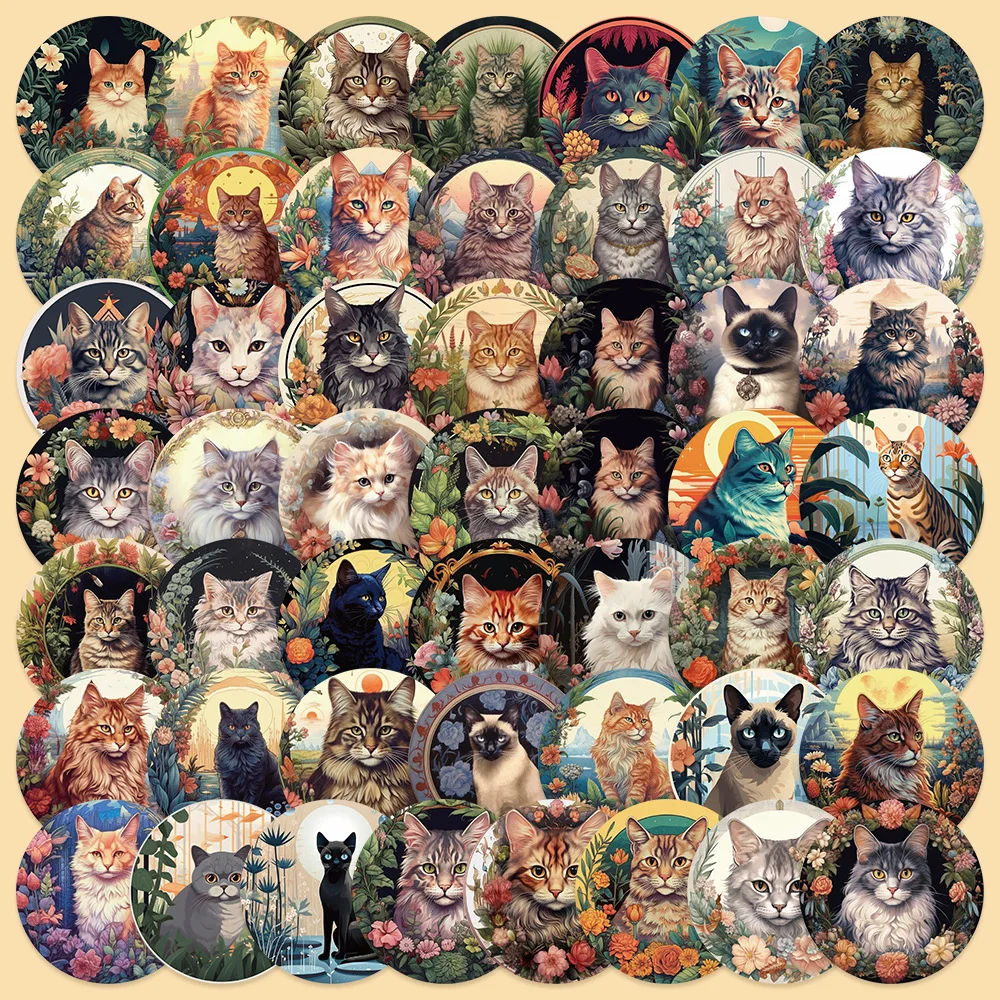 

50pcs Ins Style Cartoon Kitten Series Graffiti Stickers Suitable for Helmet Desktop Wall Decoration DIY Sticker Pack Wholesale