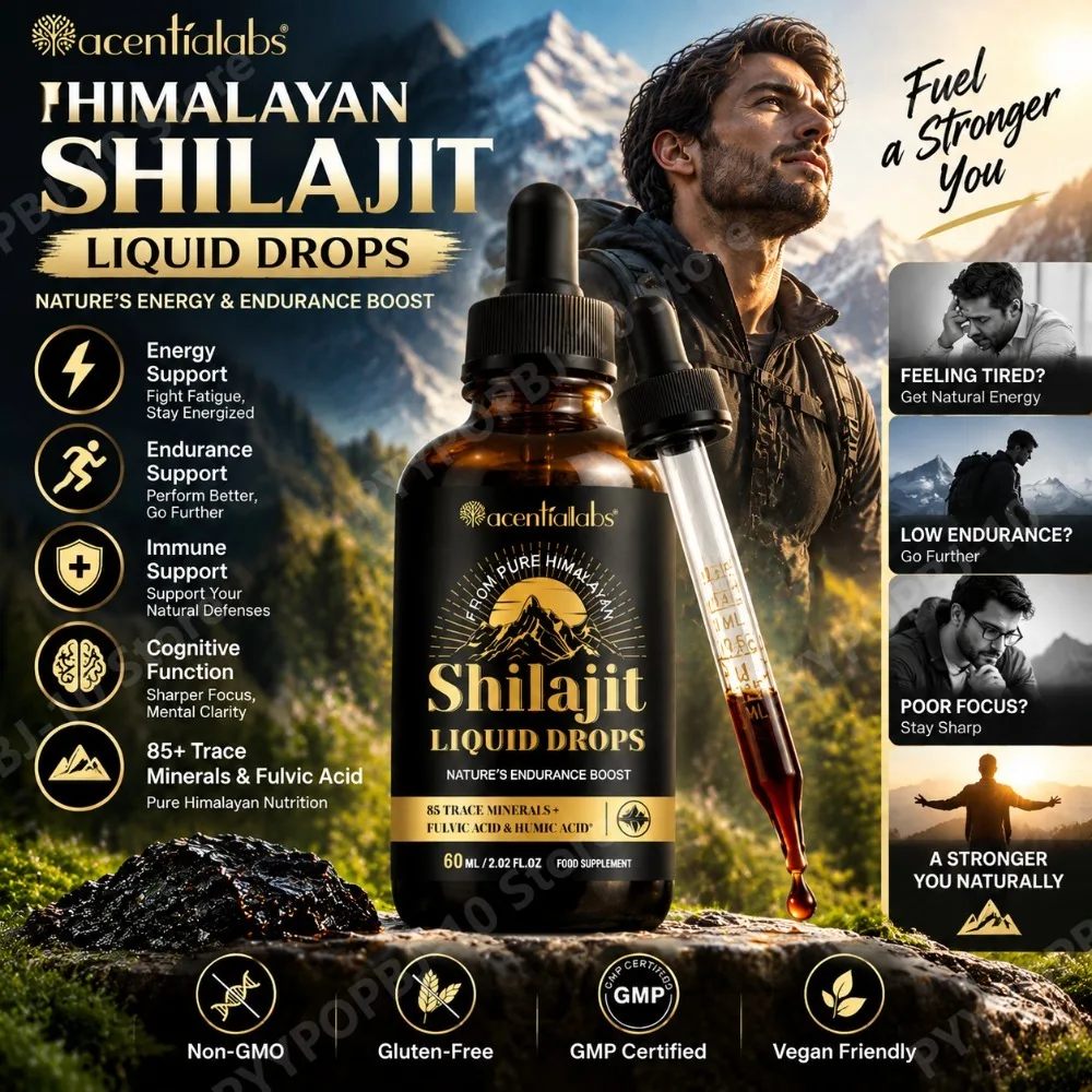 Energy Energy & Endurance Himalayan Shilajit Liquid Drops with Fulvic Acid & Trace Minerals, Immune Support, Gluten-Free Vegan, 60ml - Aliexpress Deal
