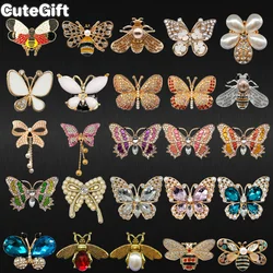 1pcs Metal Butterfly Bee Shoe Charms for Women Girls Gifts Metal Insect Decorations Pins for Sandals Pearl Ornament Shoe Buckles