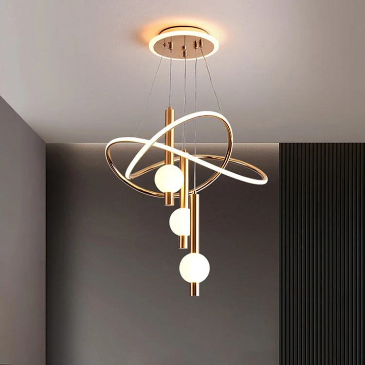 

Living Room Simple LED Chandelier Three Color Changing Light Round Ball Dining Room Study Decorative Eye protection Chandelier