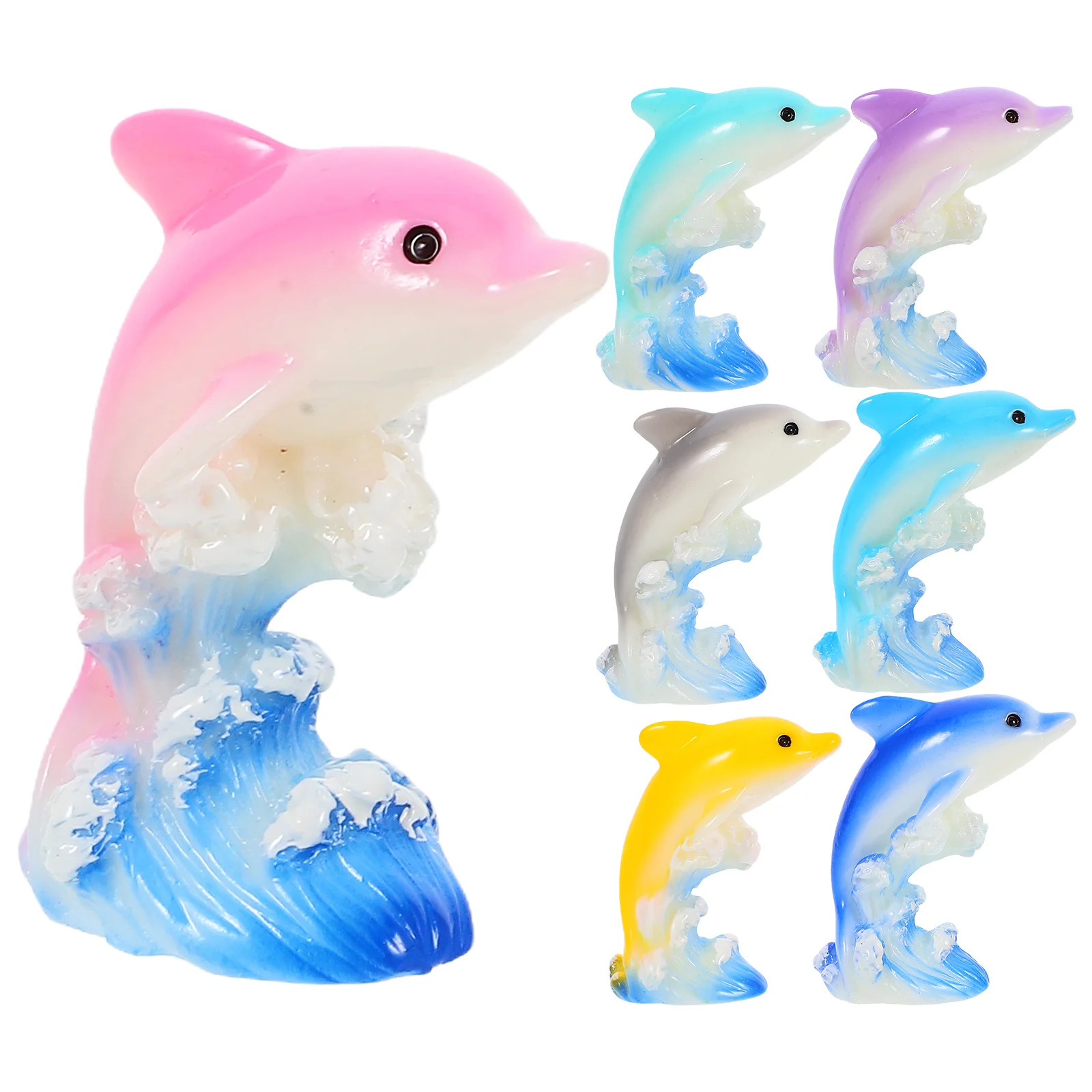 

7 Pcs Micro Landscape Dolphin Miniature Figurines Tiny Resin Decor Decorations Toy Room Ornament Child