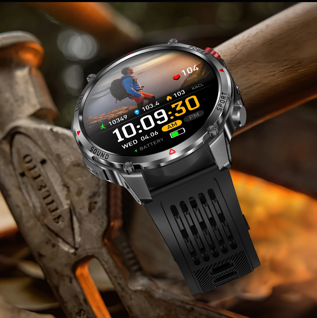 Neue Smartwatch für Herren mit 1100mAh Großbatterie, Outdoor GPS, Taschenlampe, Kompass, IP68 Wasserdicht, HD-Anruf, 1,7 Zoll AMOLED, Sport-Smartwatch – Detail 17