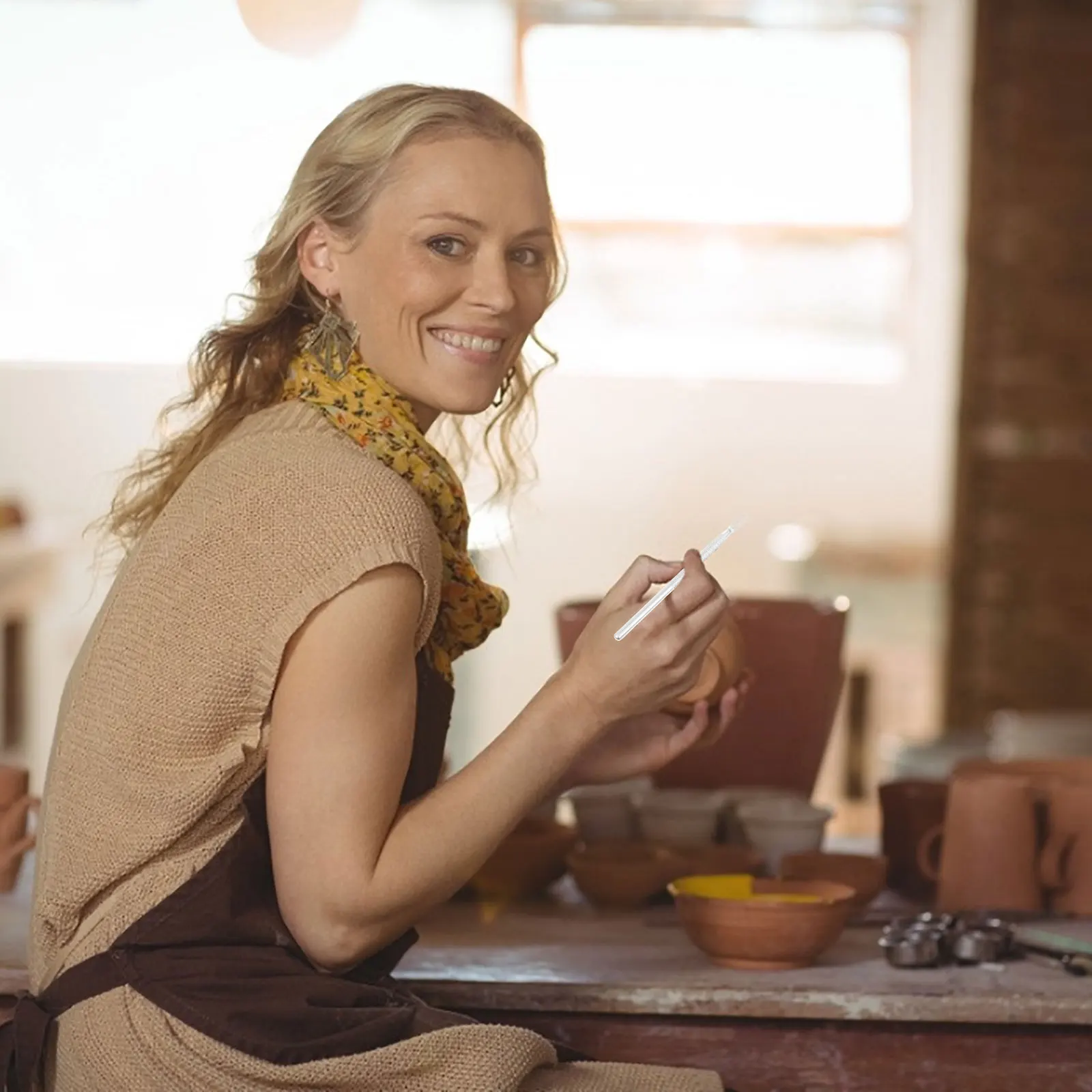 4 قطعة فرشاة الألومنيوم أدوات الطين الفخار نحت الإبر الفولاذ المقاوم للصدأ بالتفصيل الفني البسكويت تزيين لكمة ثقوب #1