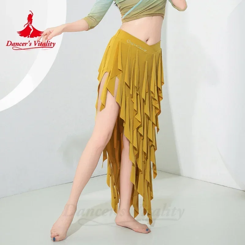 Belly Dance Costume for Women Mesh Half Sleeves and Fringed Long Skirt Oriental Professional Clothing Bellydance Wear Outfit