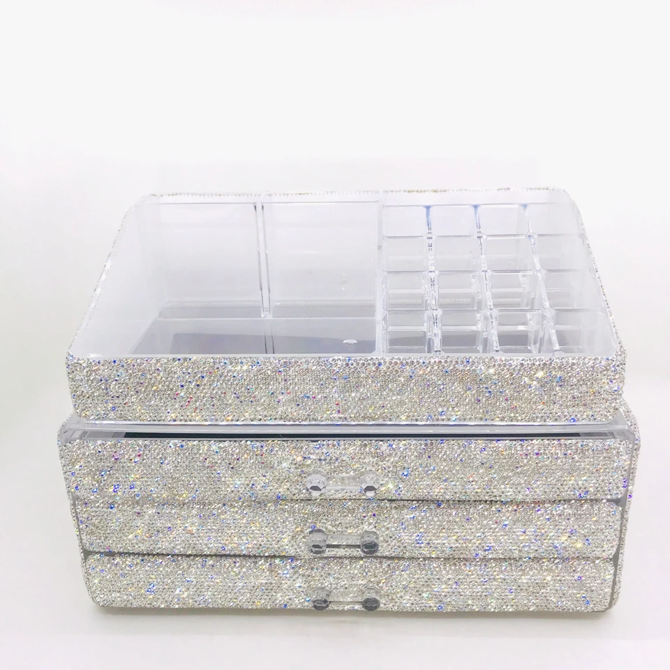 Acrylic Drawer Makeup Box Large Stackable Eyeshadow Cosmetic Case Bedroom Bathroom Desktop Jewelry Storage Organizer 4 Layers