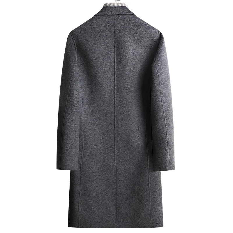 2022 New Winter 100% Wool Overcoat Single-breasted Long Trench Coat Over Knee Coats Business Smart Outerwear Luxury Warm Tops