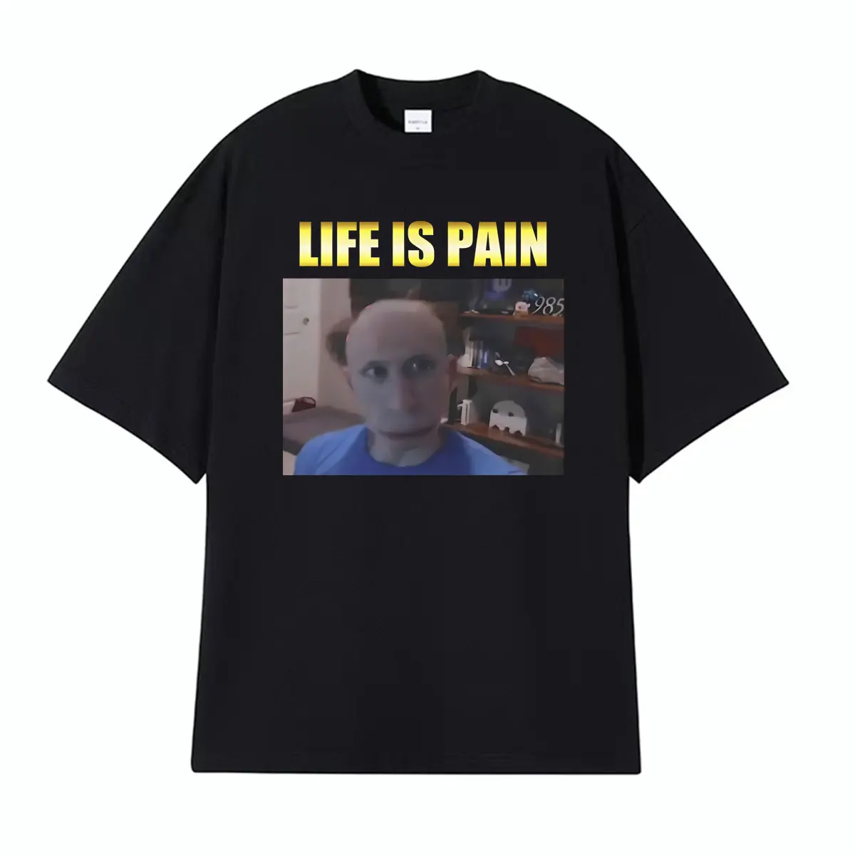Life Is Pain Jerma Funny Meme Graphic T-Shirt Men Women Retro Summer Fashion Oversized T Shirt Tops Short Sleeve Cotton T Shirts
