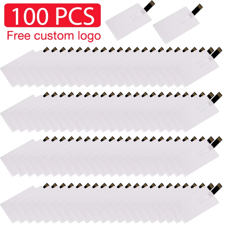 

100PCS LOT USB 2.0 Flash Drives 128GB 64GB Free Custom Logo Memory Card 32GB 16G Credit Card Model Pendrive USB Stick Pen Drive