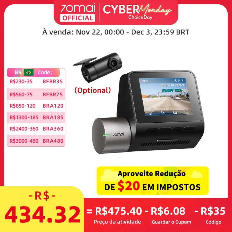 2024 novo 70mai traço cam a510 1944p hdr gps adas 4g conectividade 70mai 4g frente cam a510 carro dvr 24h suporte de estacionamento câmera traseira