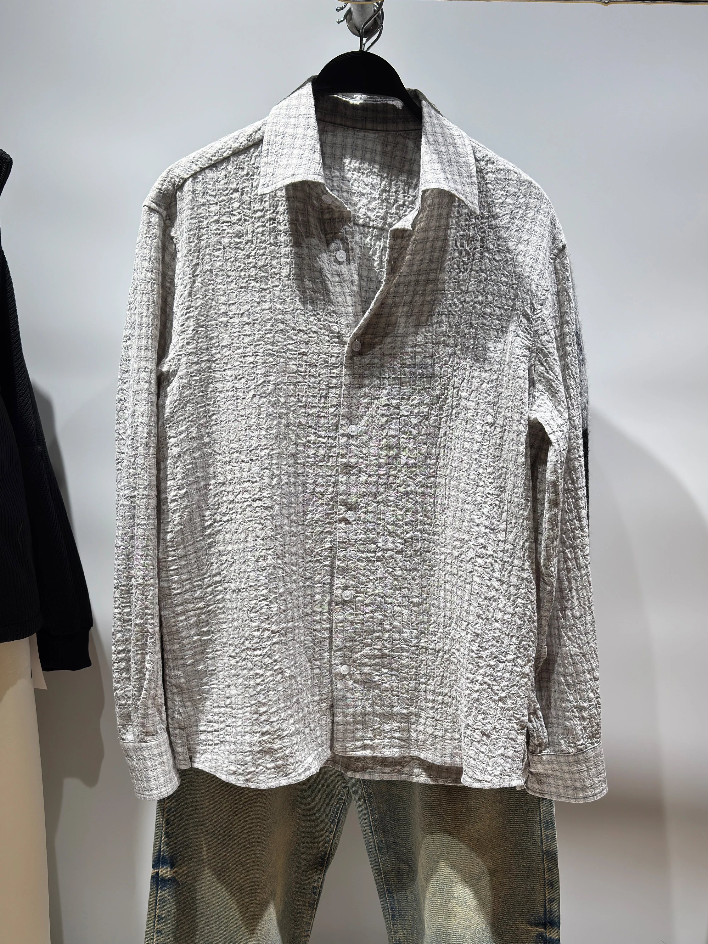 

Новинка: Мужская рубашка свободного кроя с длинным рукавом, в клетку, с отложным воротником, антистатическая, мягкая, глянцевая, на пуговицах