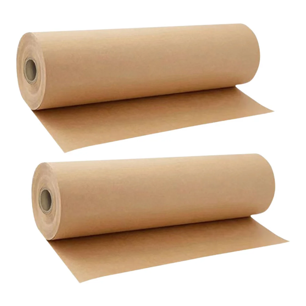 

2 Rolls Kraft Paper Ream of Wrapping Packing for Birthday Gift Web Scroll Papers Packaging Present Accessory