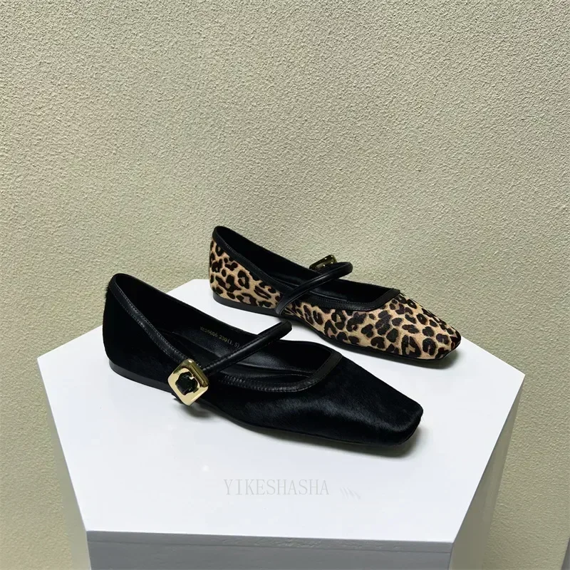 Herbst frauen Flache Schuhe Runde Kappe Leopard Print Schuhe Casual Atmungsaktive Slip-on Flache Outdoor Damen Mary Jane Schuhe