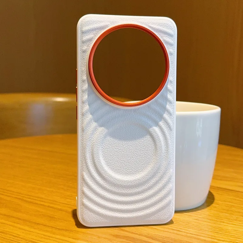 

For Xiaomi 14 Ultra, 15 Ultra Magnetic Case ELVEV Fashion Ripple Pattern PU Leather Hard PC Suction Phone Cover
