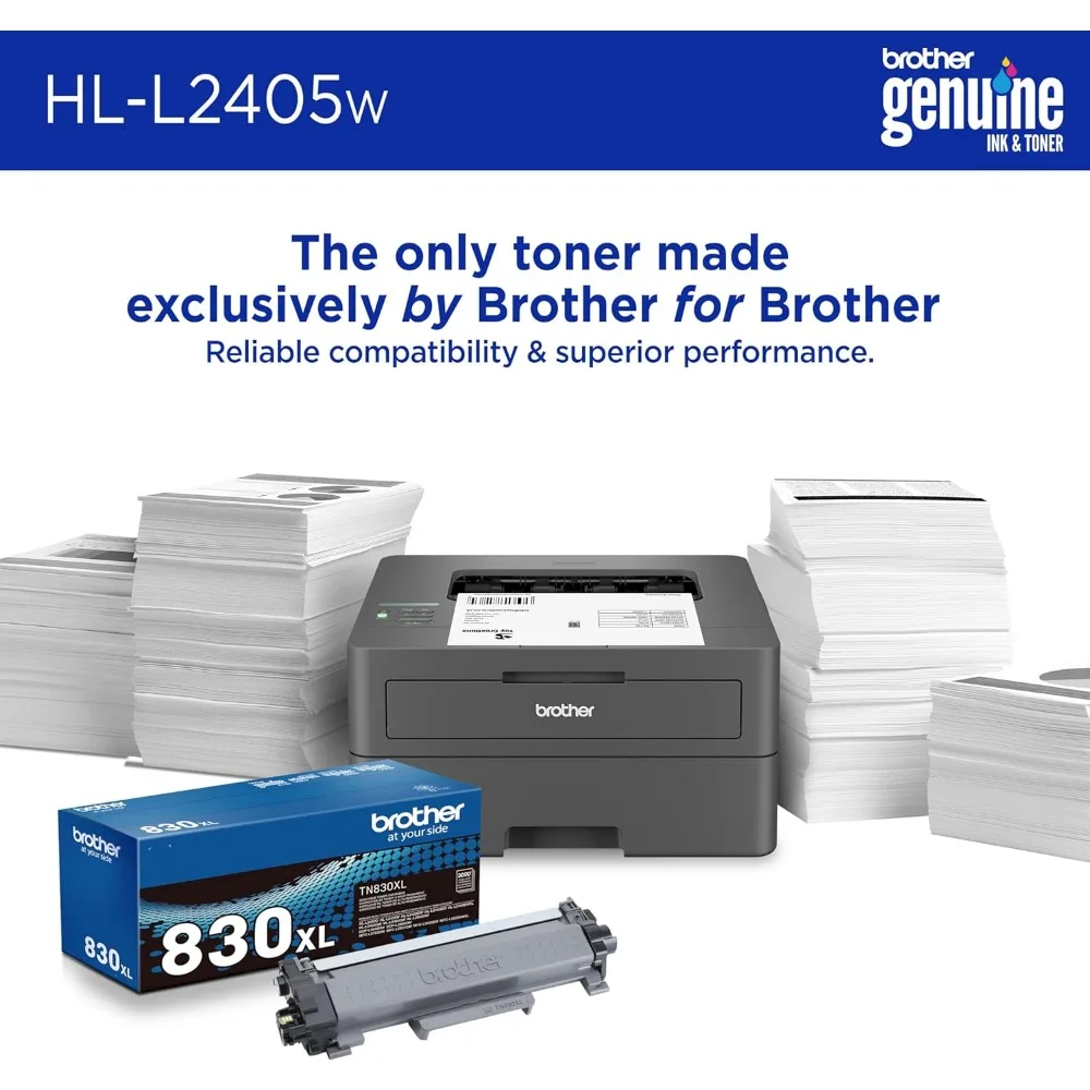 HL-L2405W Wireless Compact Monochrome Laser Printer with Mobile Printing, Black & White Output Includes Refresh Subscription