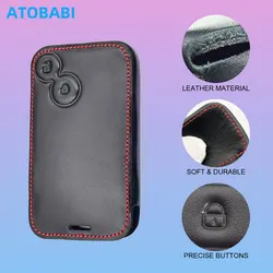 Leather Car Key Case For Renault Laguna Espace 2 Buttons Smart Keyless Remote Fob Protection Cover Keychain Bag Auto Accessories