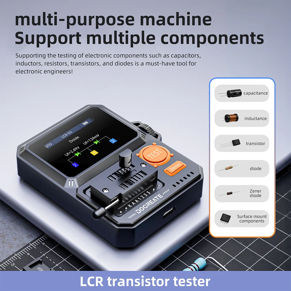 Image of LCR-D2 Hochpräziser Transistortester für Transistoren, Dioden, Kapazität, Widerstand, LCR- und ESR-Messung