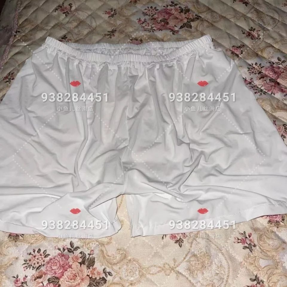 Summer Glossy Satin Silk Ultra-thin See Through Sexy Women High Waist Yoga Sleeping Shorts Loose Running Gym Bottoms