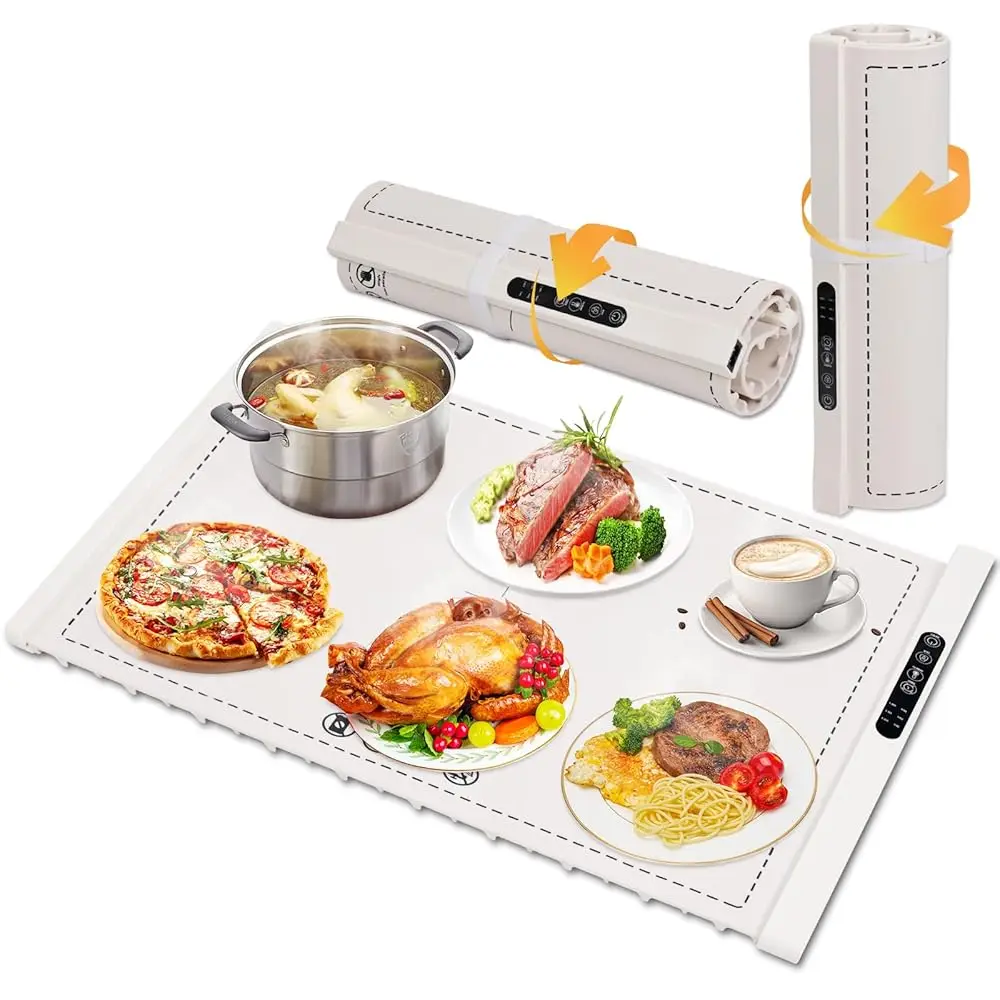 

Electric Warming Tray, Warming Mat For Food, Fast Heating Mat For Food, Roll Up Portable Food Warmers For Buffets Party And