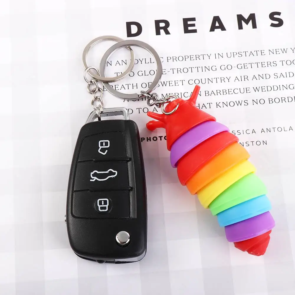 Key Ring Squeeze Sensory  Keychain Caterpillar Keychain Key Chain Finger Slug Snail Caterpillar Caterpillar Keyring