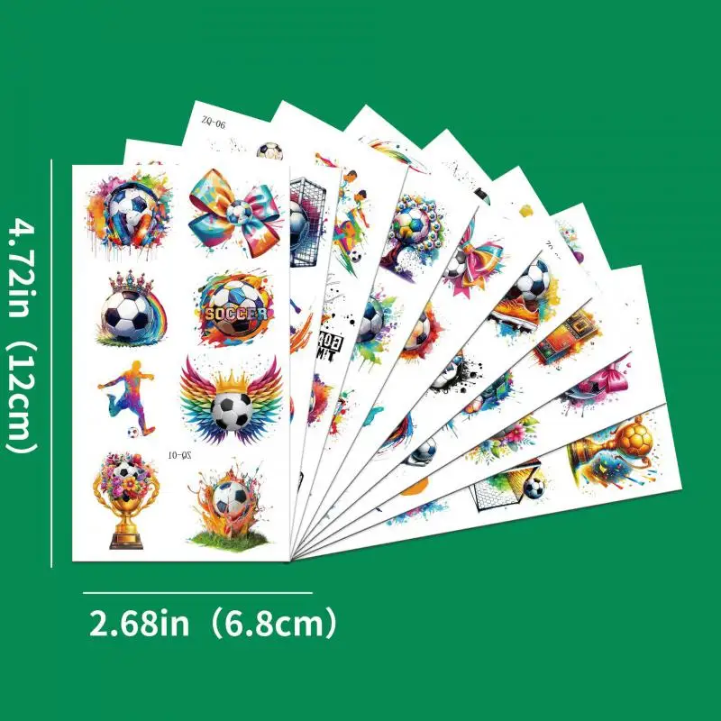 10 قطعة/المجموعة الملونة كرة القدم المؤقتة لصاقات وشم الكرتون كرة القدم مروحة الوشم ملصقات للماء للحزب هدية