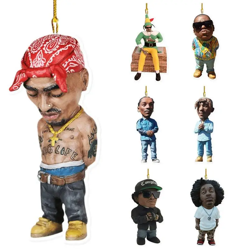 Hip Hop Rapper Pose Ornament Eye Catching Bring Fun Rapper Figure Hip Hop Star Pac Toy Cool Stuff Figures Collection Car Pendant