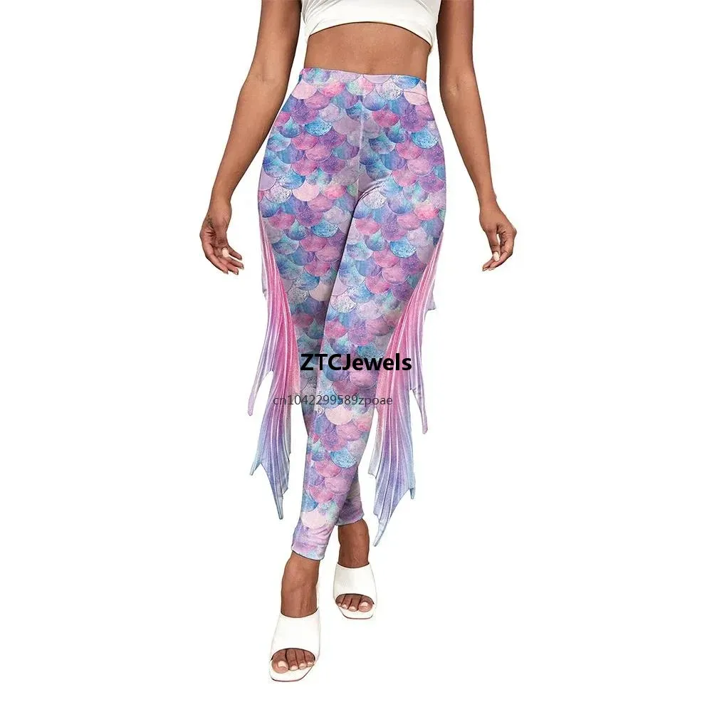 Mermaid Scale Printed Leggings 3D Fish Scale Cosplay Pants Women Yoga Pants Tight Fitted Casual Fashion Bottoms - view 4