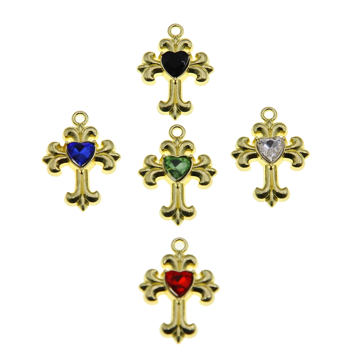 50pcs 25*18*5 Korean alloy micro-inlaid acrylic love cross pendant diy handmade jewelry materials accessories hanging