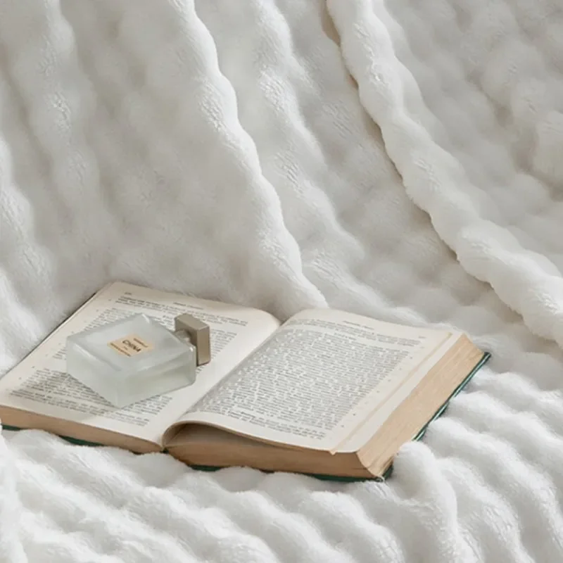3D Bubble Weiße Plüschdecken Strukturierte Flanell-Fleece-Decken Weiche Warme Gemütliche Decke Couchdecke Weihnachtsgeschenk Wurfdecken – Detail 2