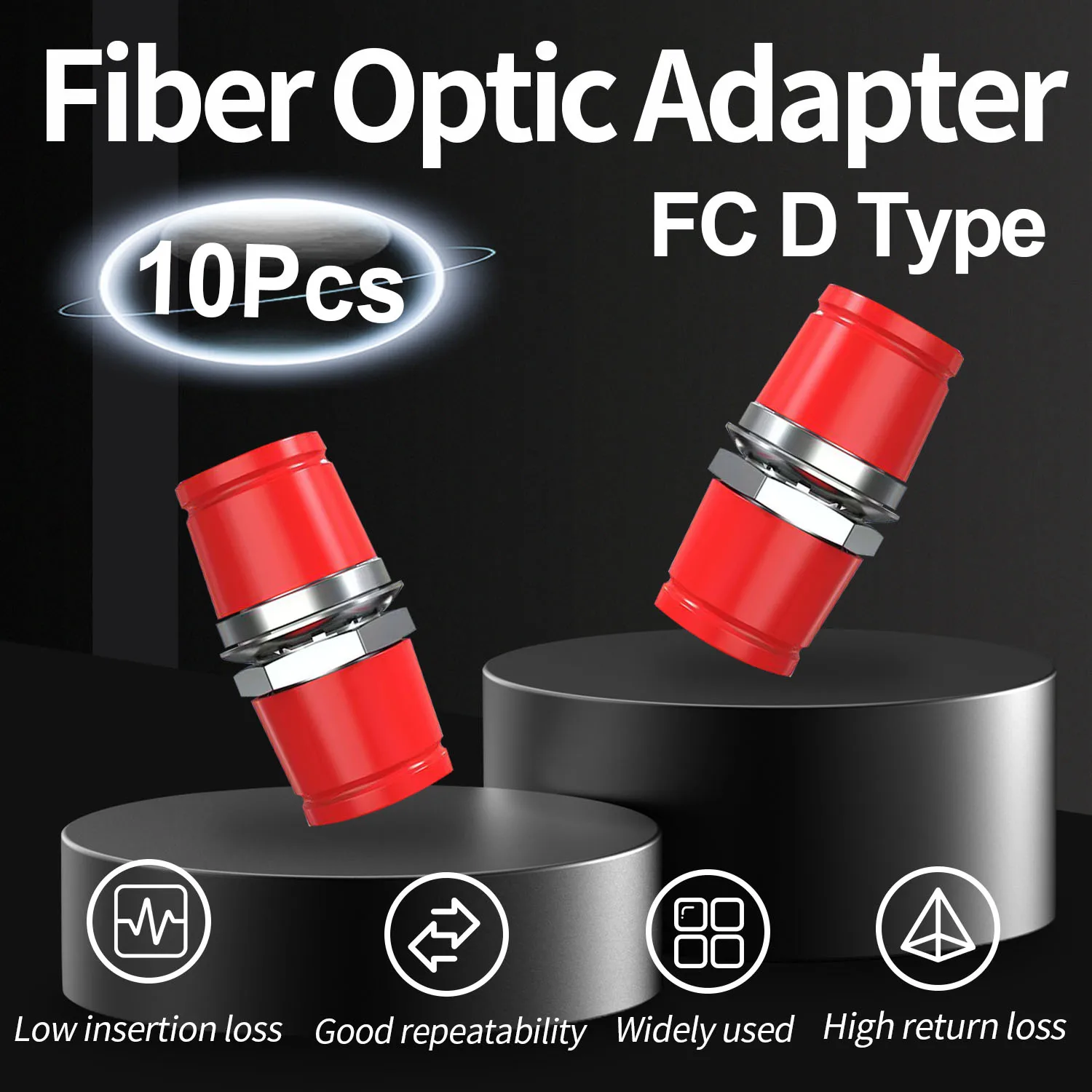 

10 Pcs FC Coupler Fiber Optic Adapter, Singlemode Simplex Connector Converter D Type SM Flange Ftth