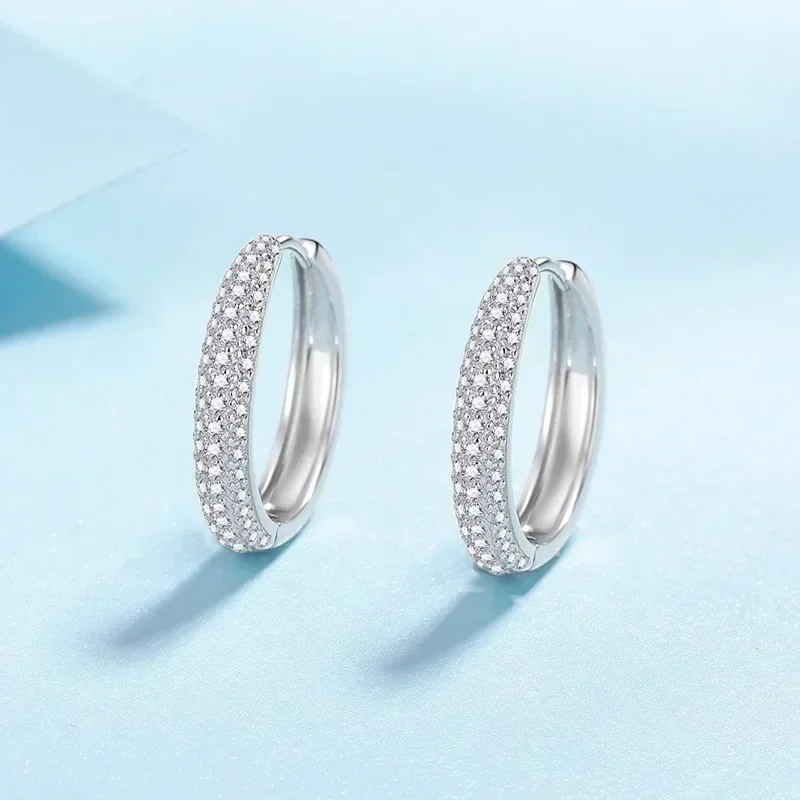 Elegant Store 0.8 Carat Moissanite Hoop Earrings, PT950 Platinum Ear Buckle Fine Jewelry Birthday Gift for Women Daily Wear