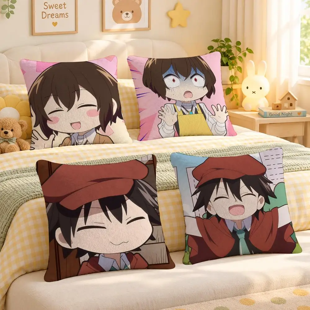 Anime Bungo Stray Dogs Manga Cushion Cover Personalized Soft Plush Pillow Living Room Home Sofa Bedroom Office Car Cushion