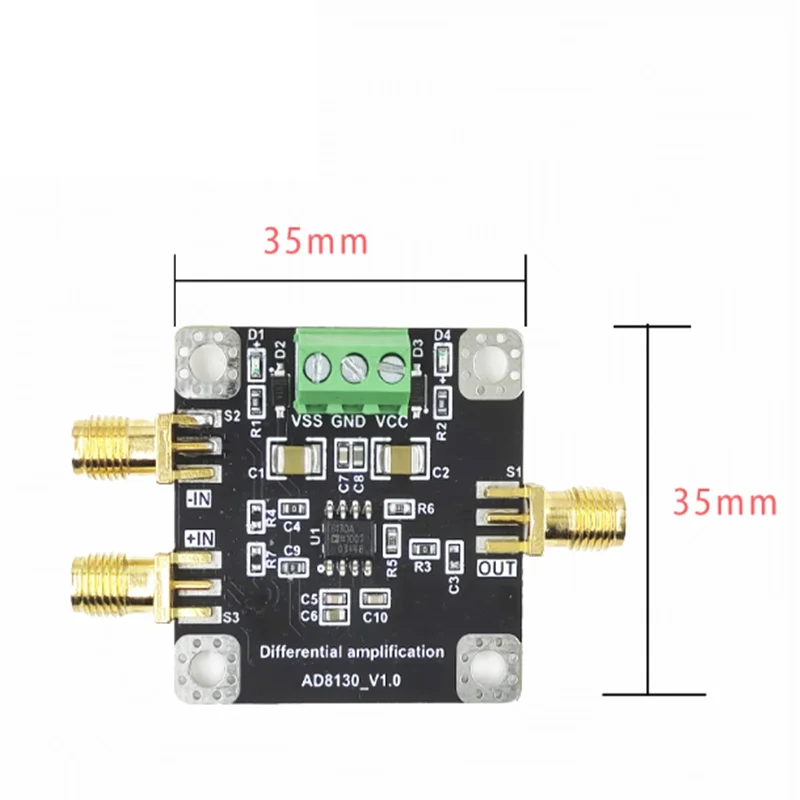 AD8130 Module Differential to Single Ended Amplifier Module with Low Noise, Low Distortion, and High Common Mode Rejection Ratio
