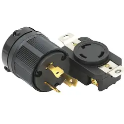 1pcs Black 30A NEMA L6-30P L6-30R US Anti-off Industry Power Socket Plug America Inline Wiring Connector Generator Cord Outlet