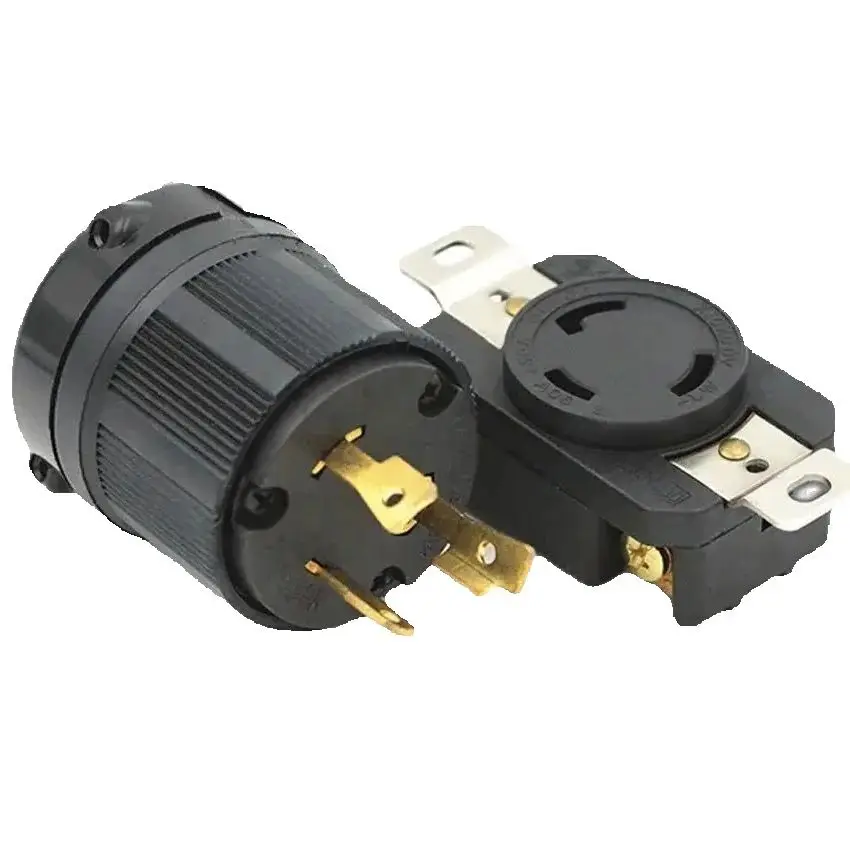 Black UL 30A NEMA L6-30P L6-30R US Anti-off Industry Power Socket Plug American Inline Wiring Connector Generator Cord Outlet