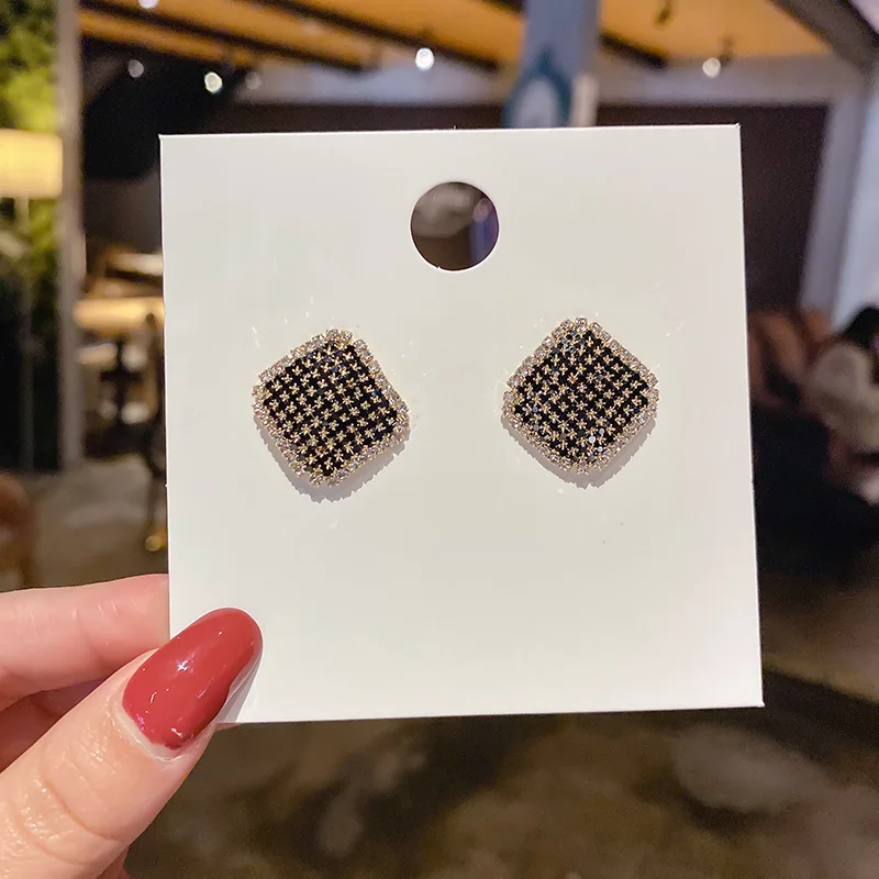 Fashion Geometric Stud Earrings for Women Girls 2022 New Rhinestone Simple Elegant Party  Gifts Trendy Jewelry