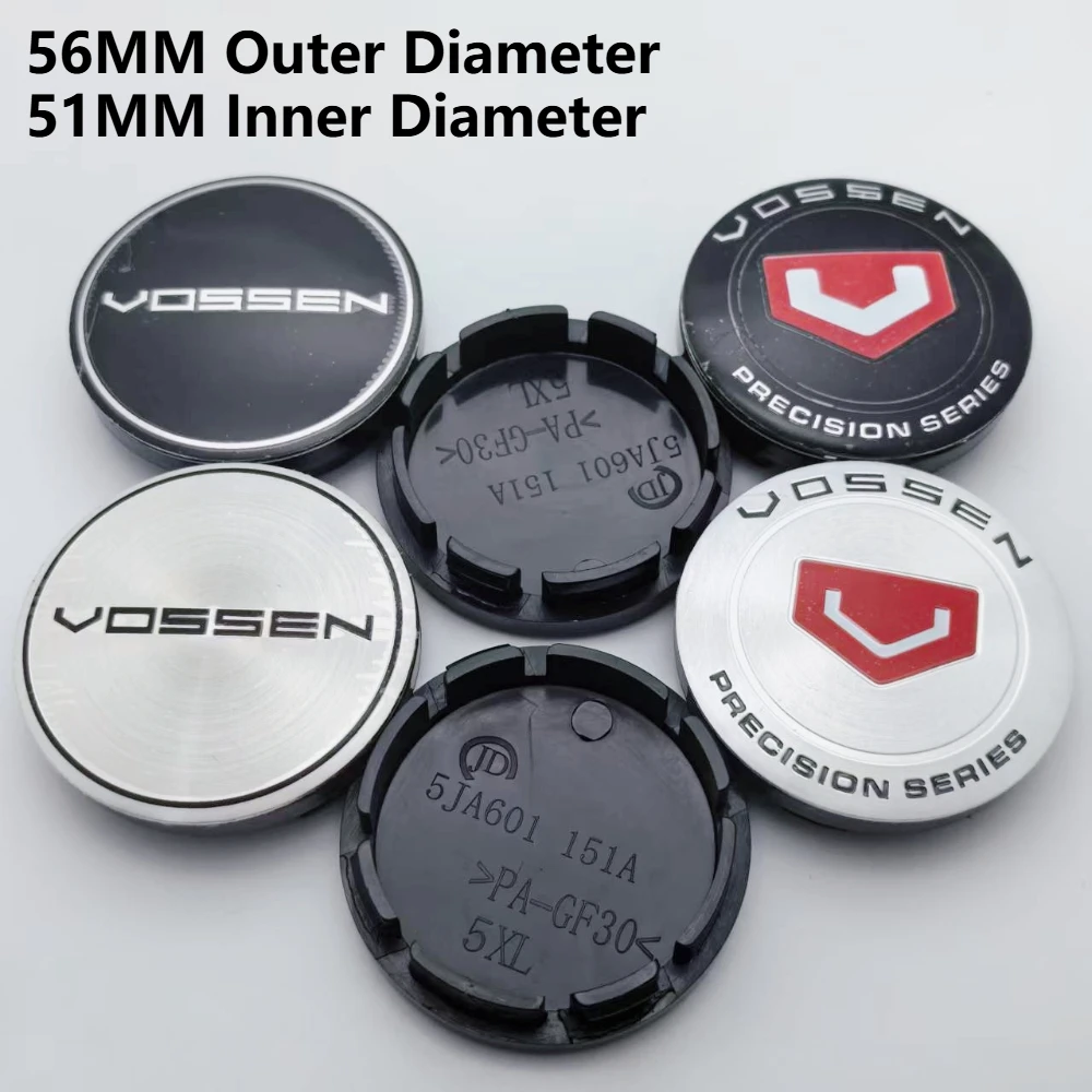 4 шт., 56 мм, внешний диаметр / 51 мм, логотип I.D Vossen, эмблема, центральные колпаки колес автомобиля, колпаки для ступицы, центральная крышка, сменные аксессуары для стайлинга