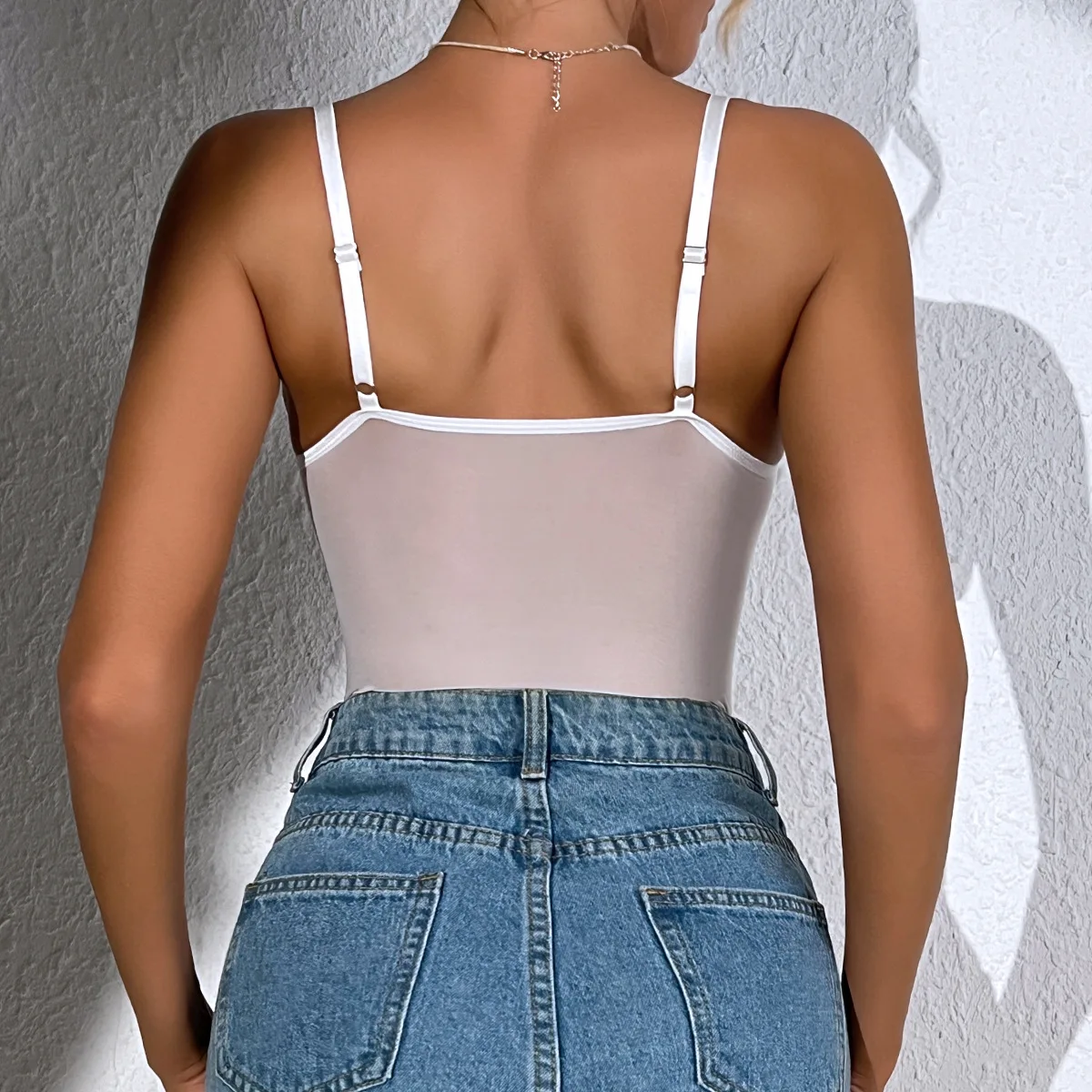 섹시 레이스 컬러 레이스 하이웨이스트 밴도 원피스 수영복 베이스 레이어 스트랩 바디콘 모노크롬 인스 하이 패션