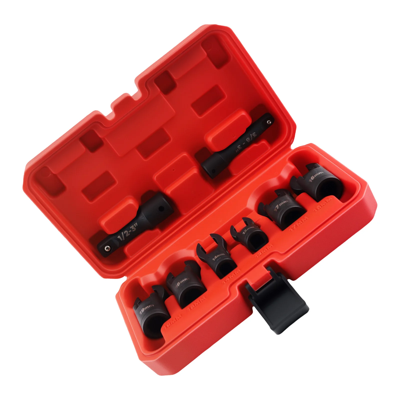 

Flare Nut Wrench Set 12-19mm Crowfoot for Hydraulic Brake Fuel Line 8PC Kit