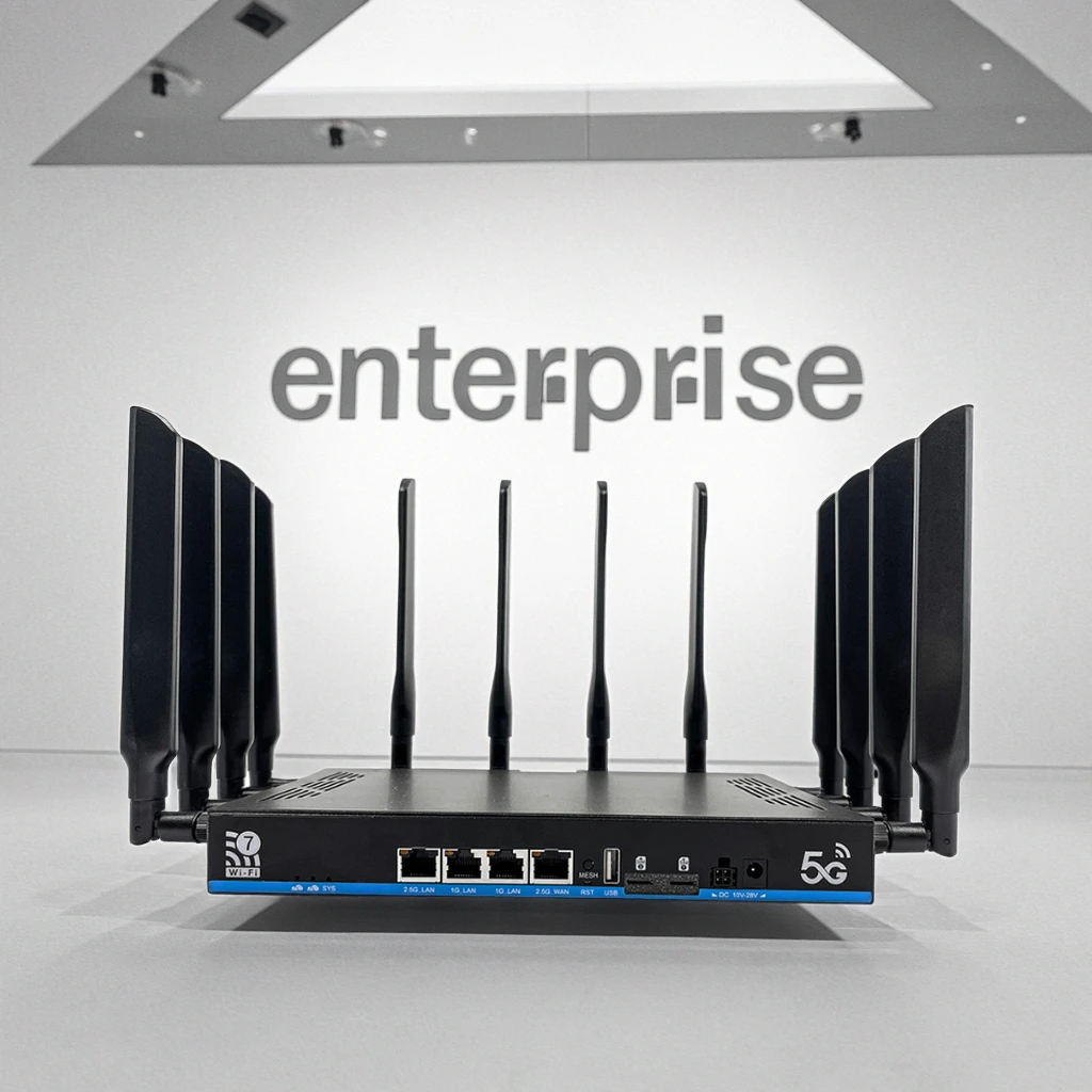 Wholesale Price Lasting Enterprise Office Home Router WiFi7 Tri-Band 2.4G/5.8G/6GHz 19000Mbps 5g Modem 1GB DDR4 Dual SIM Slots