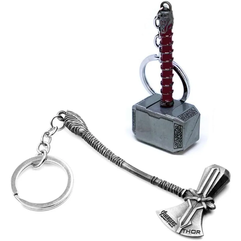

2-Pack Hammer Keychain and Axe Keychain, Cool Gifts for Men, Husband, Boyfriend
