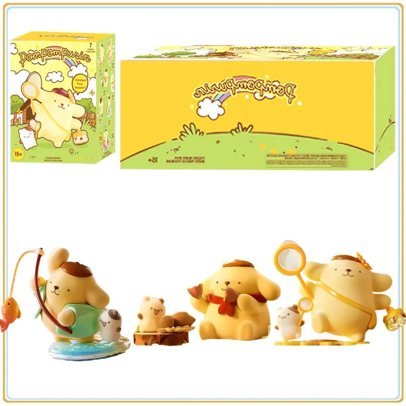 

Слепая коробка детских сезонов Sanrio Pompompurin — плюшевые флокированные коллекционные фигурки, милый кавайный подарок для девочек и фанатов