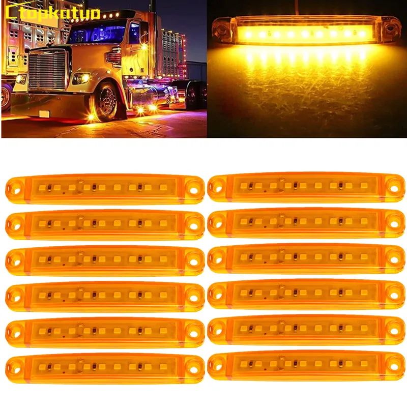 

10PCS 9LED Oval Clearance Light 12V Truck Side Marker Light Side Warning Signal Lamp 24V for Car Trailer Bus Van Lorry Caravan