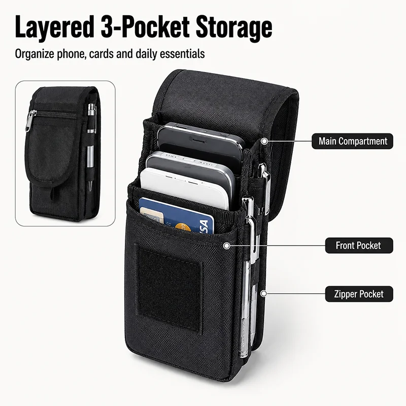 1/2Pcs Multi Pocket Phone Belt - Travel Organizer Men review and price