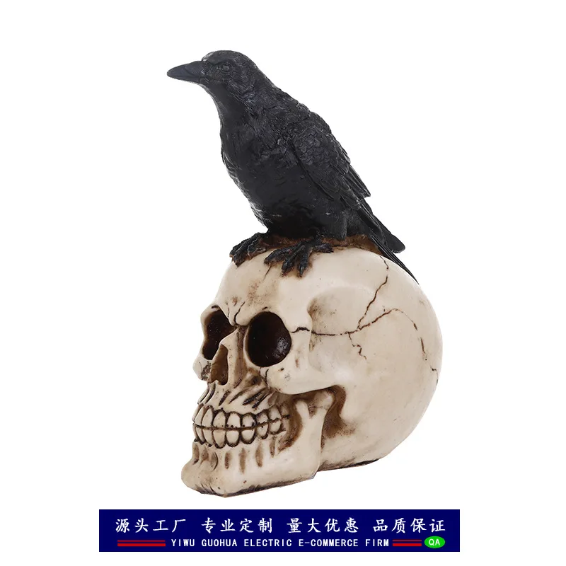 

Resin Crafts Crow Skull Movies TV Haunted House Props Halloween Skull Ornament