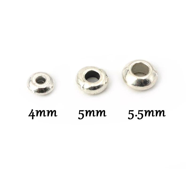 100pcs Tibetan Silver Gold Color Metal Big Hole Circle Spacer Loose Beads For Jewelry Making Finding Accessories Wholesale Bulk
