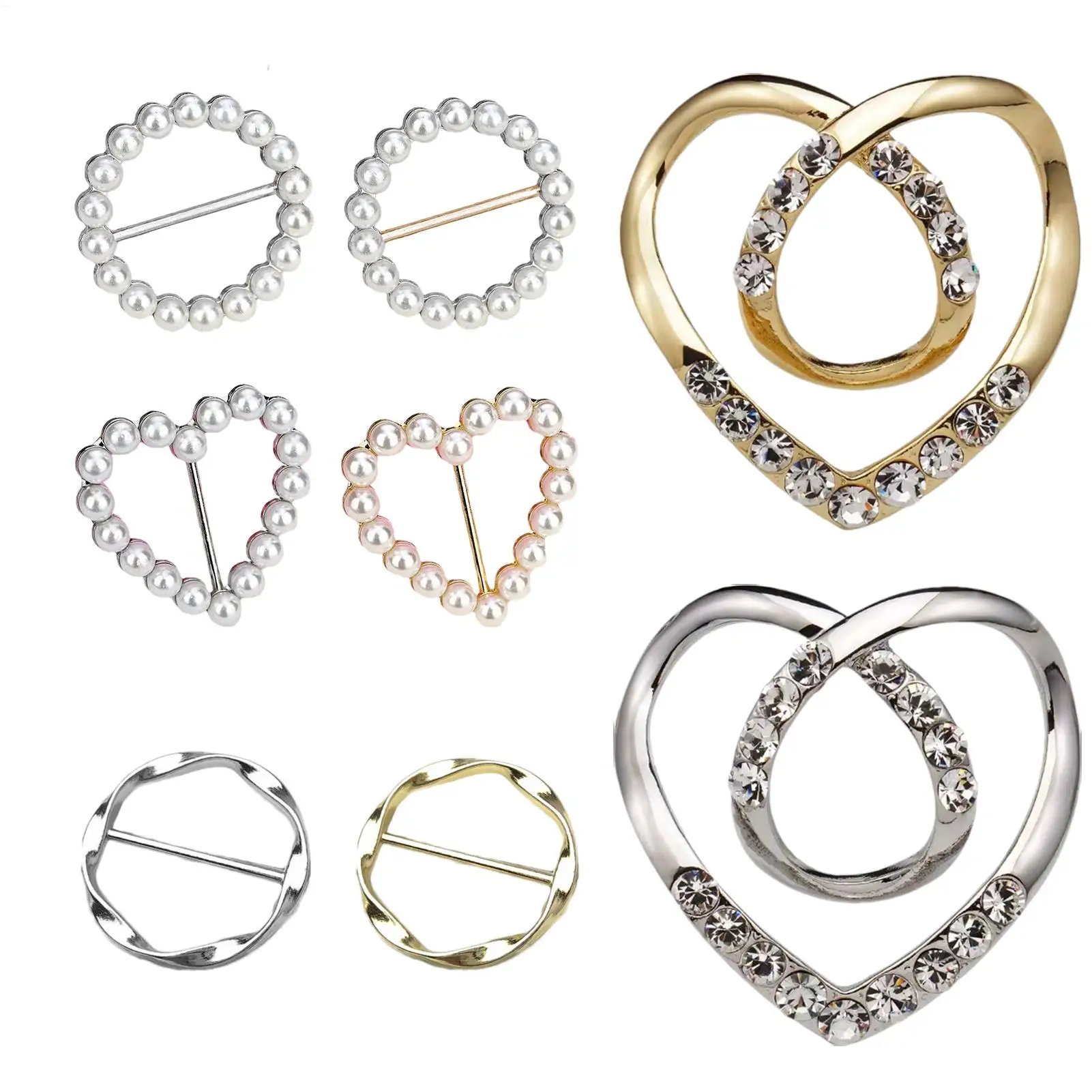 4pcs Scarf Ring Clips Metal Round Waist Buckle Clip T-Shirt Tie Pin Clip Fashion Women Clothes Hat Belt Decor Ring Wrap Holder