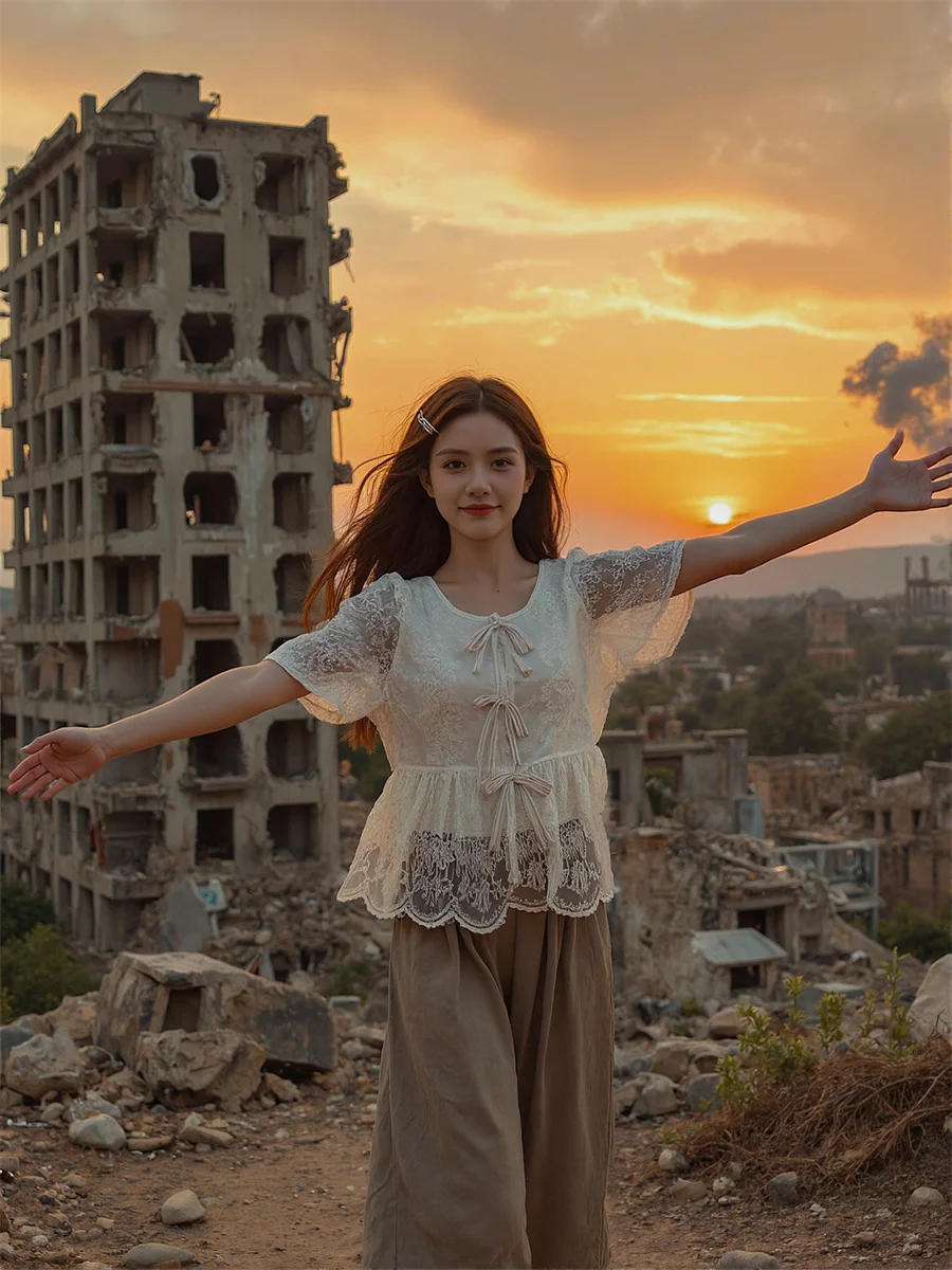 

O-Neck Puff Sleeve Shirts Woman Aesthetic Blouses Women Top WinterOversizeMiddle Original Ethnic Cassual Neck Half Sleeved Daily