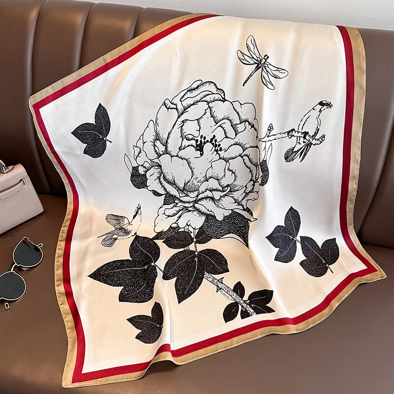 

Fashion Beach Square Silk Scarves Sunscreen Muffler 70X70CM Shawls Women Luxury Brand Headscarf The Four Seasons Muslim Kerchief