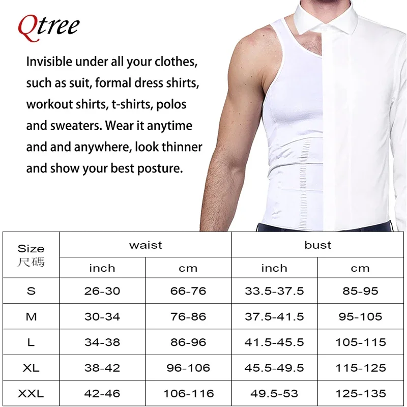 Qtree Men Slimming Compression Body Shaper Vest Waist Trainer Tummy Control Corset Abdomen Belly Trimmer Body Shaper Tank Tops